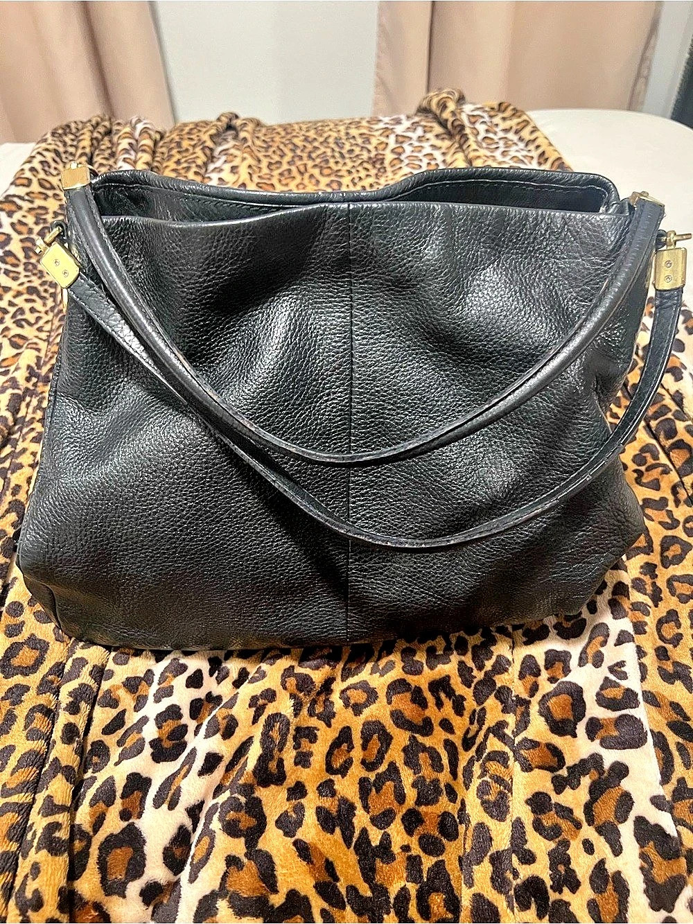 Coach Ashley Leather Carryall Satchel Black Shoulder Bag